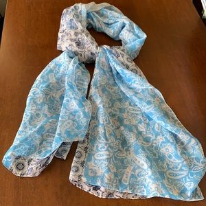 Aqua Blue and Dark Blue Long Scarf/Wrap